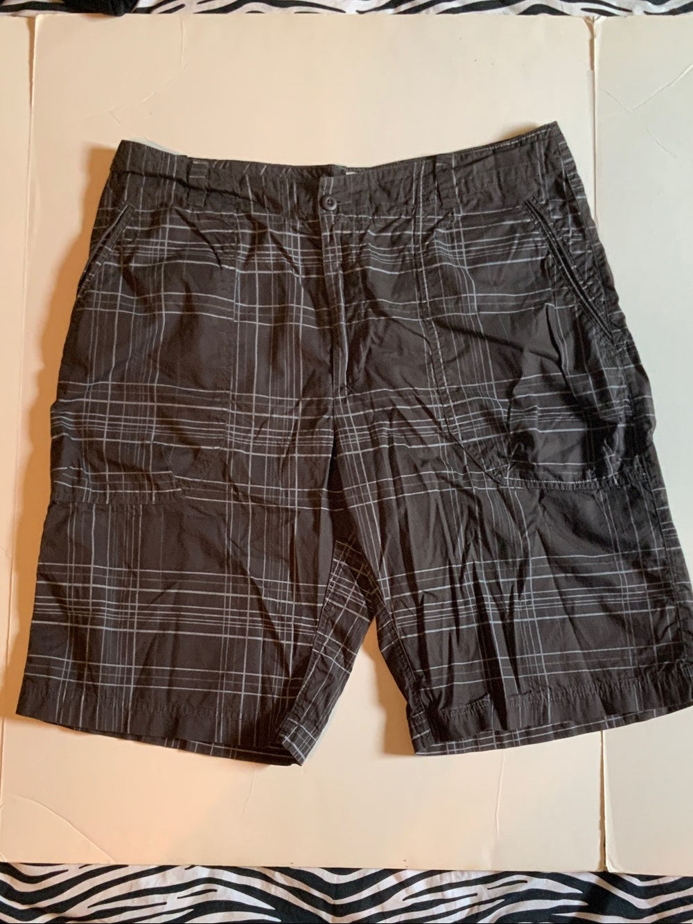 Nike Black Plaid Flat Front Men's Shorts